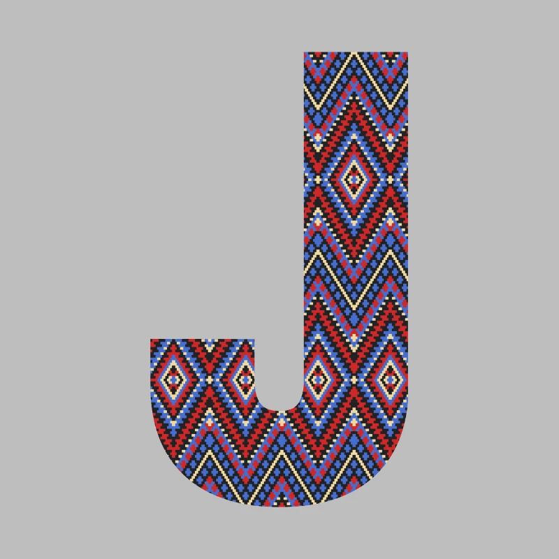 Monogramm Buchstabe J - Boho buntes Design
