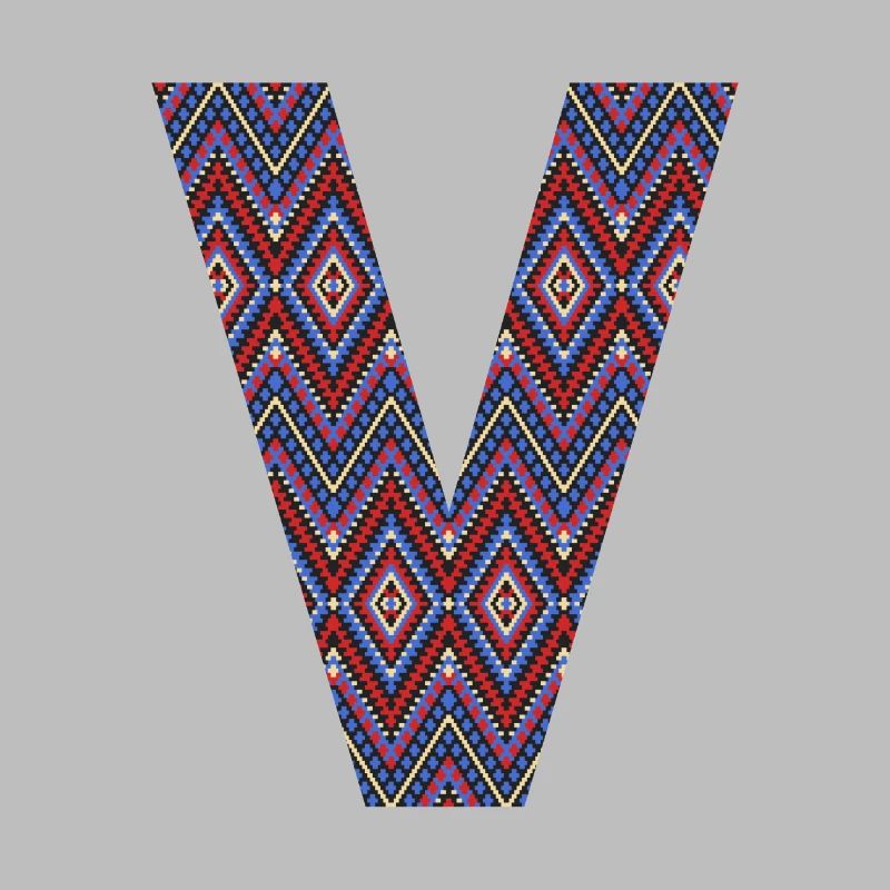 Monogram Letter V- geometric pattern