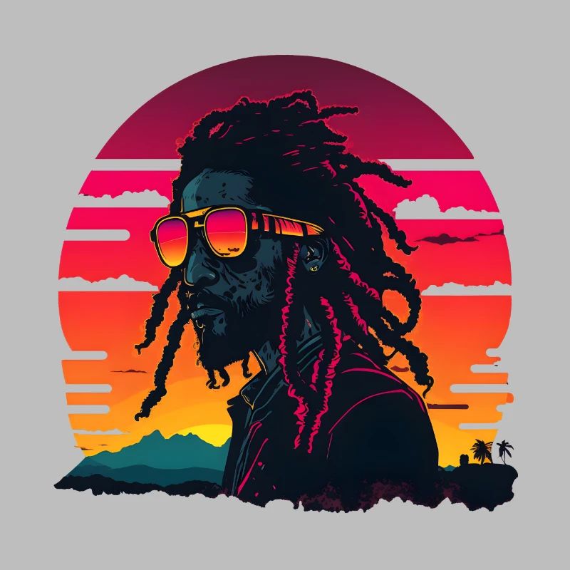 Synthwave Jamaican Rasta Man