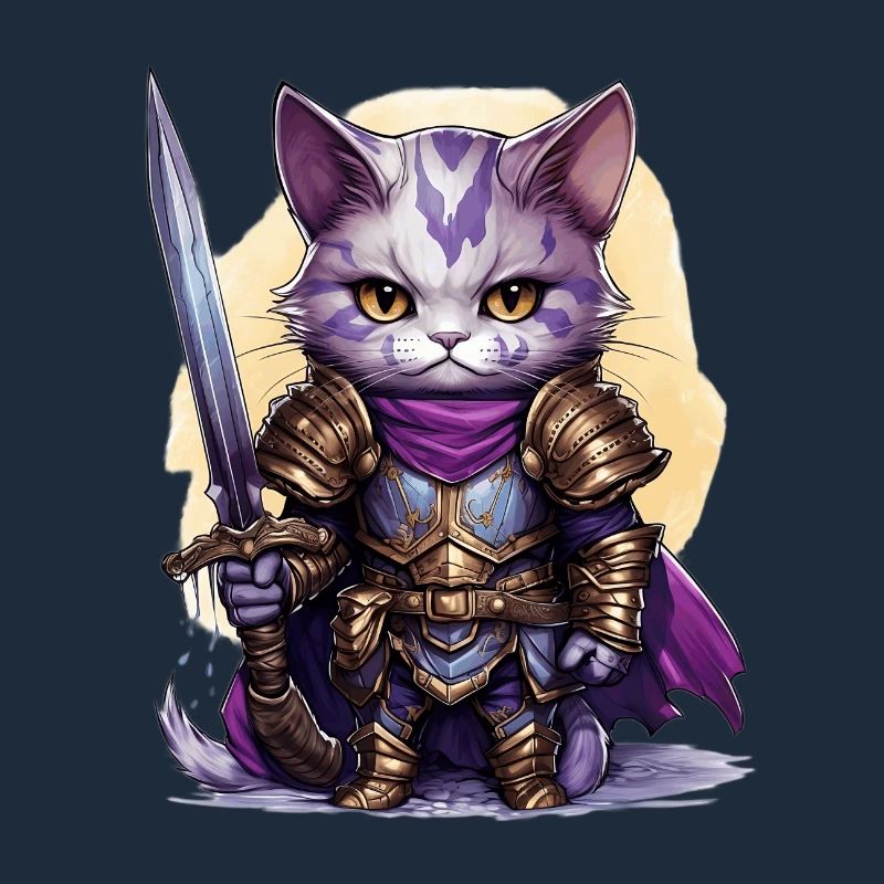 Chat en équipement de chevalier avec épée longue, AI Gen