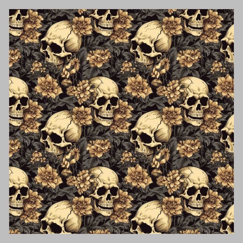 Skulls Seamless Pattern Gothic Dark Halloween