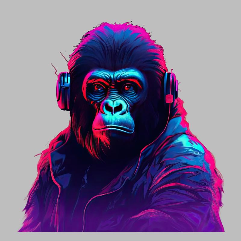 Synthwave Neon Beats of a Gorilla