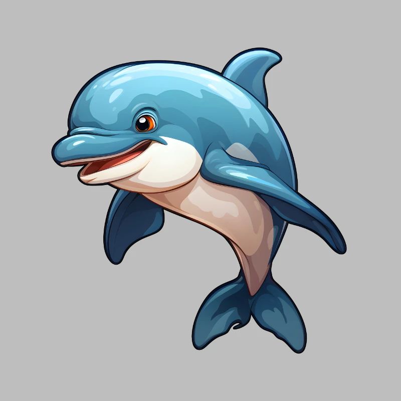 Small, cute dolphin in comic style