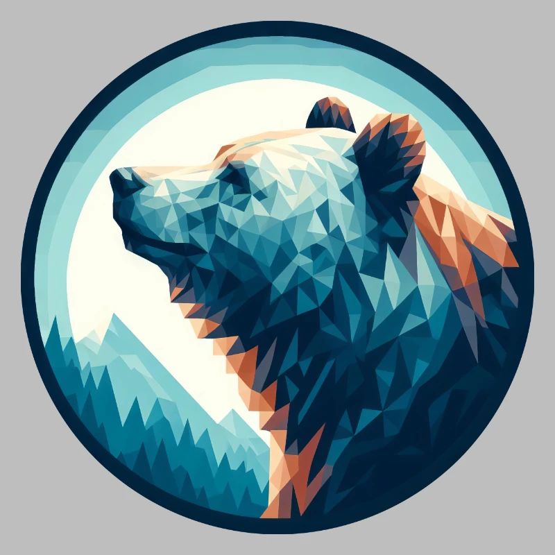 Polygon bear polar bear in polygon geometric style