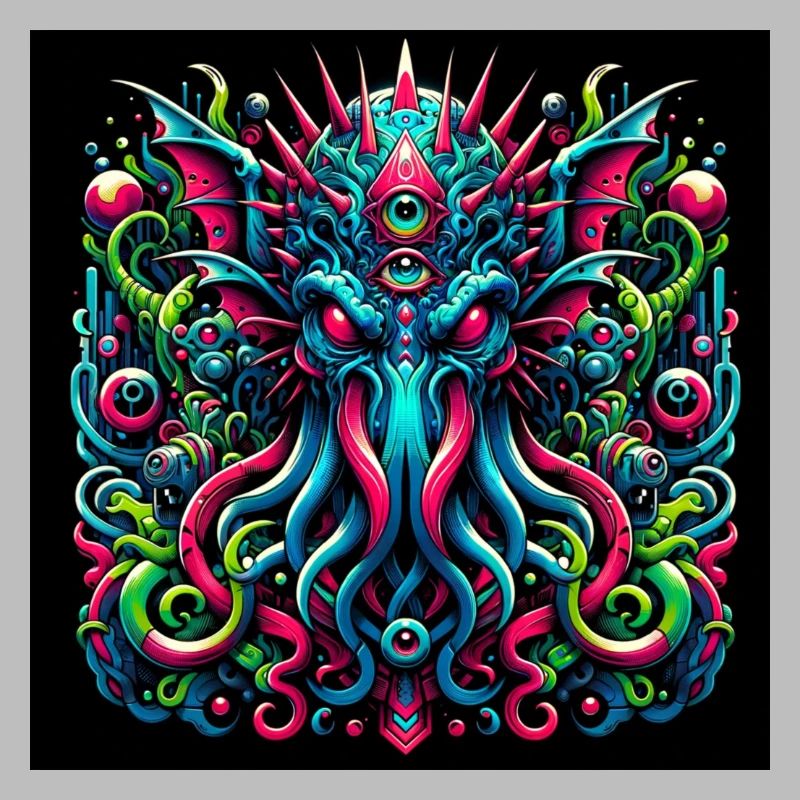 Buntes, detailliertes Cthulhu-Design in Graffiti