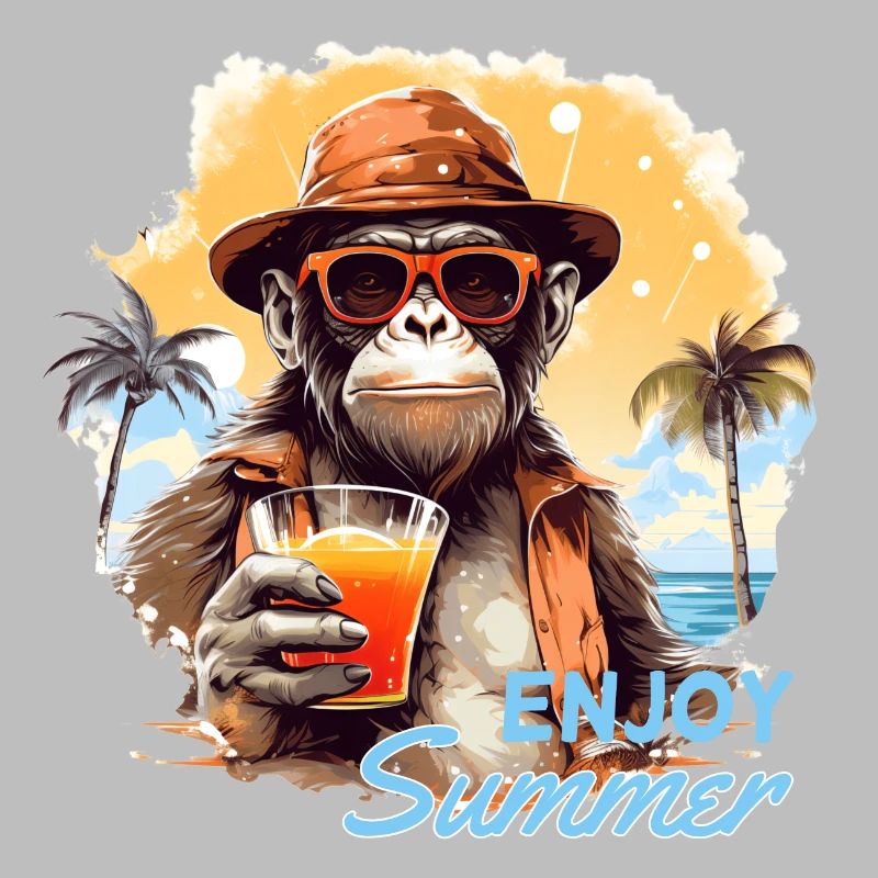 Singe cool avec boisson Drôle d’animaux chimpanzé