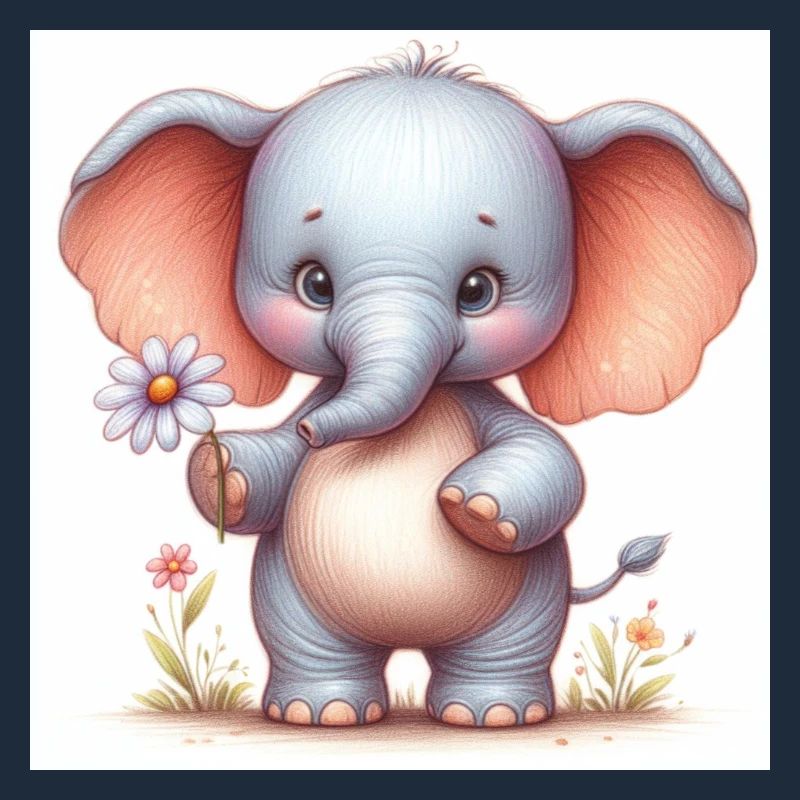 Bébé éléphant avec une fleur