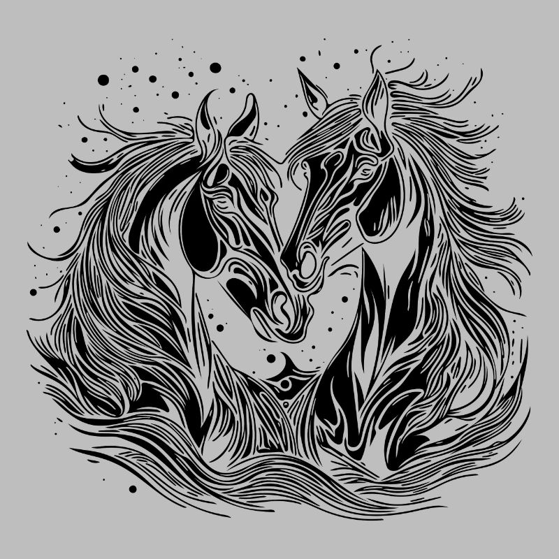 Zwei wunderschöne elegante Pferde in Herzform