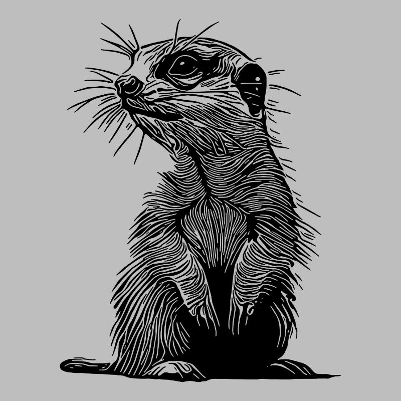 Suricate mignon avec de la fourrure et des rayures croisées