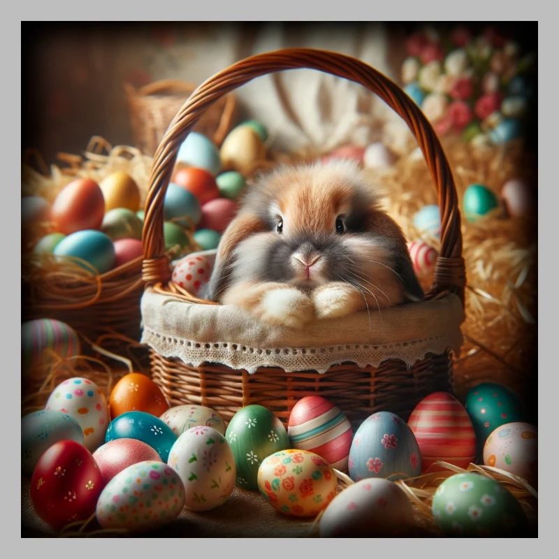 Un lapin mignon dans un panier