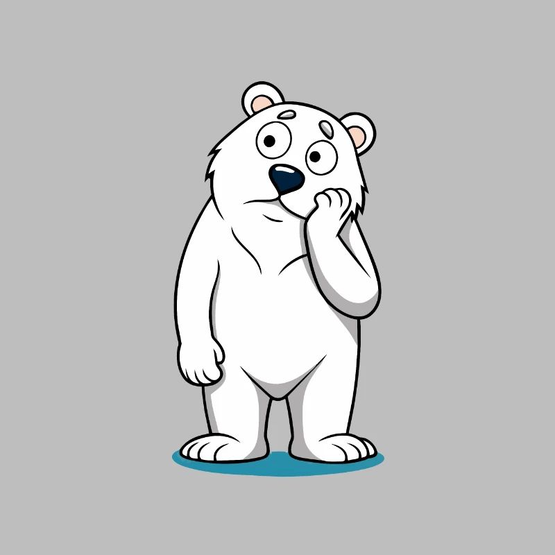 Perplexed Eisbär: Neugieriger Cartoon-Bär