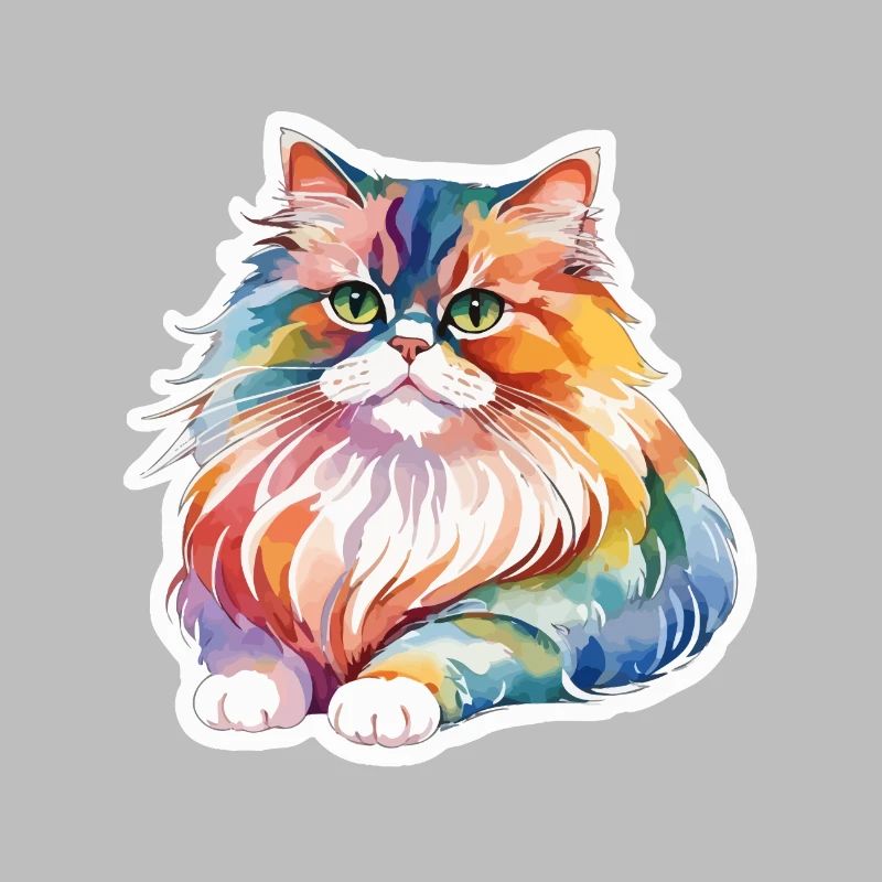 Aquarelles de chat persan