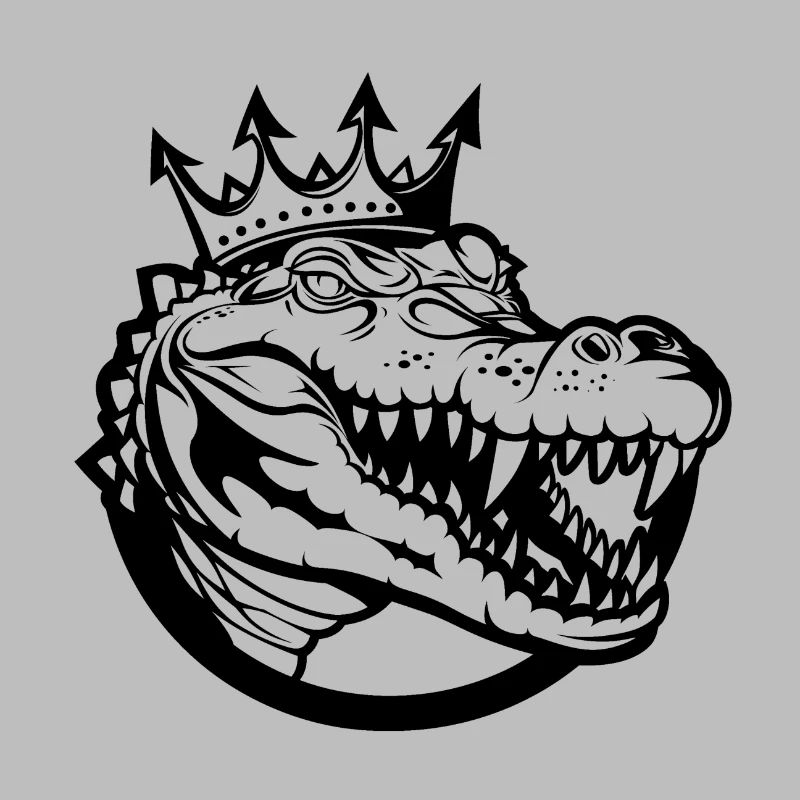 Crocodile from the right side with crown