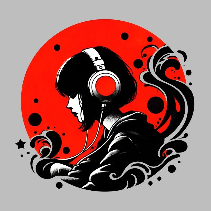 Mädchen mit Kopfhörern - frutiger Metro-Stil