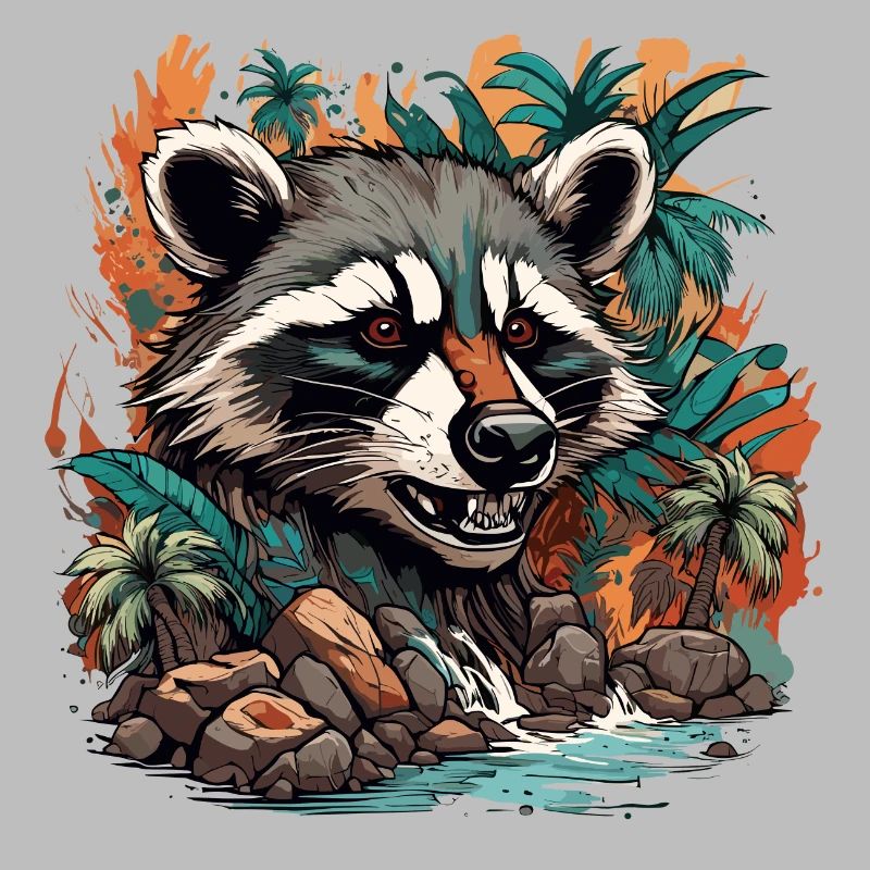 Tattoo / Tier / Kunst / cool / Comic / Waschbär