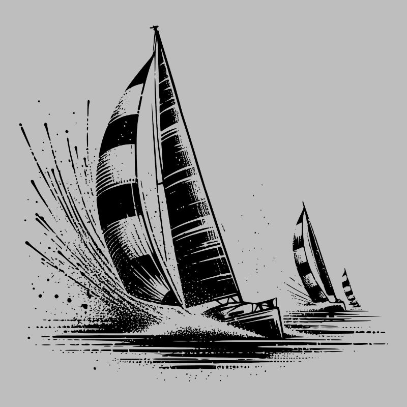 Des voiliers de régate dans le vent et les vagues