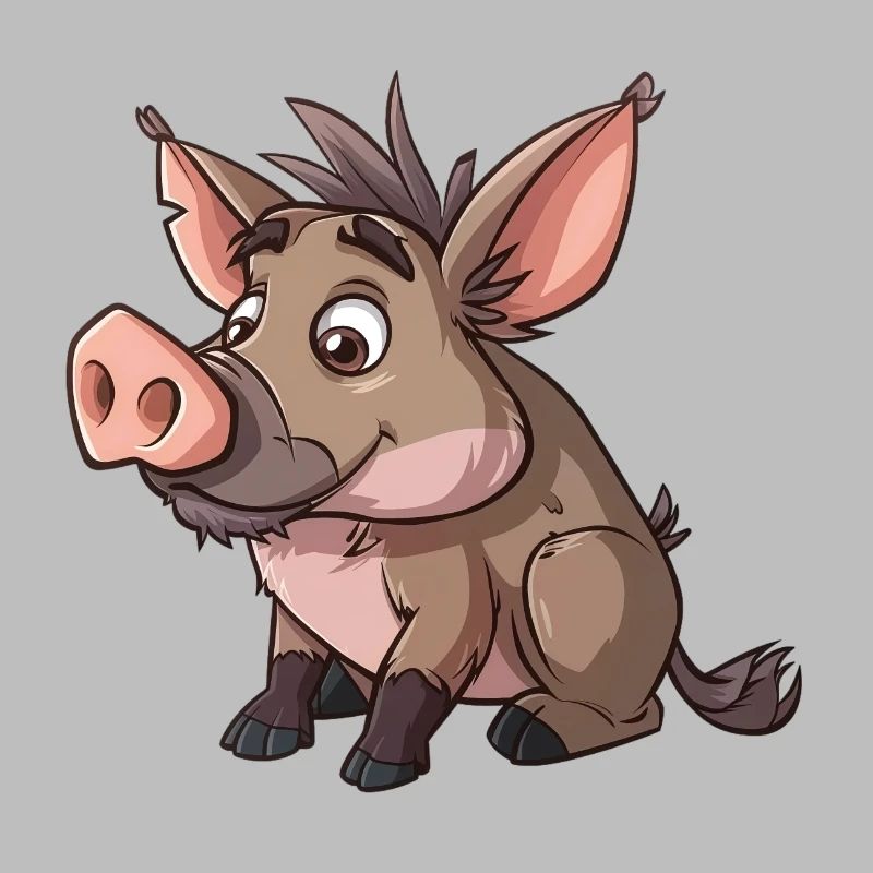 Style de dessin animé Warthog mignon
