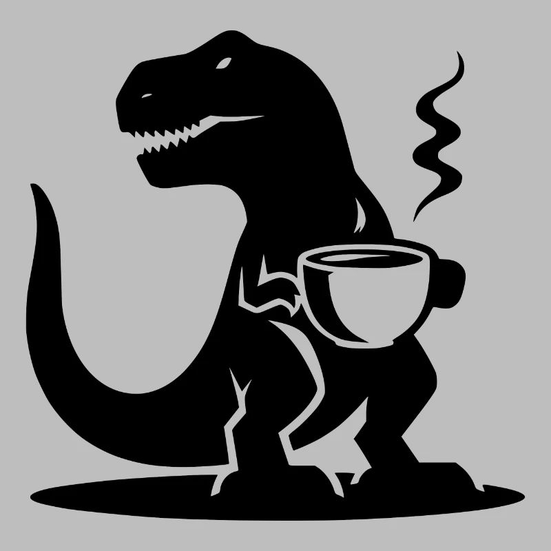 T-Rex with Coffee Cup Evil Caffeine Dinosaur