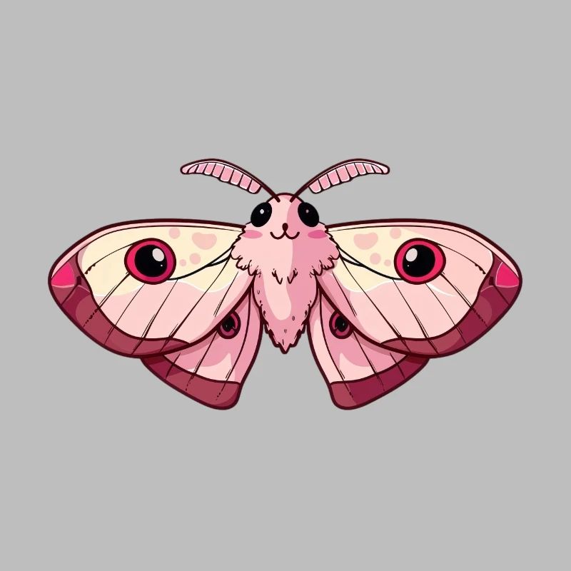 Adorable papillon de nuit kawaii rose