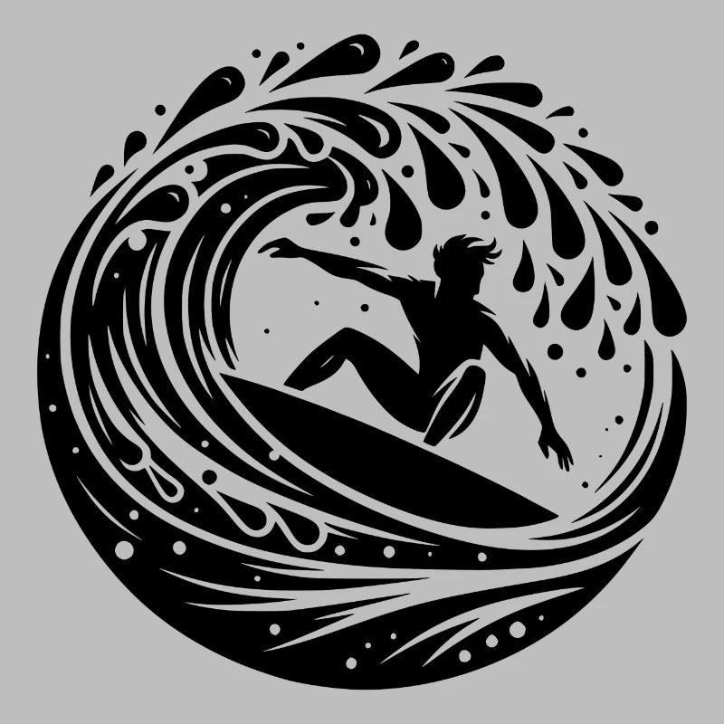 Surfeur surfant dans les vagues avec planche de surf