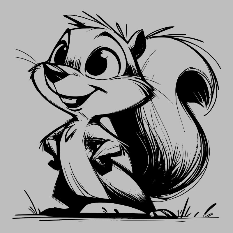 Cute Squirrel Pencil Drawing