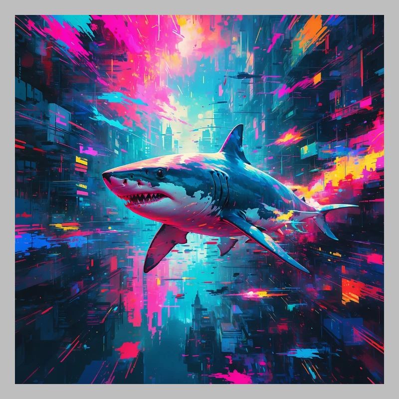 Neon Great White Shark