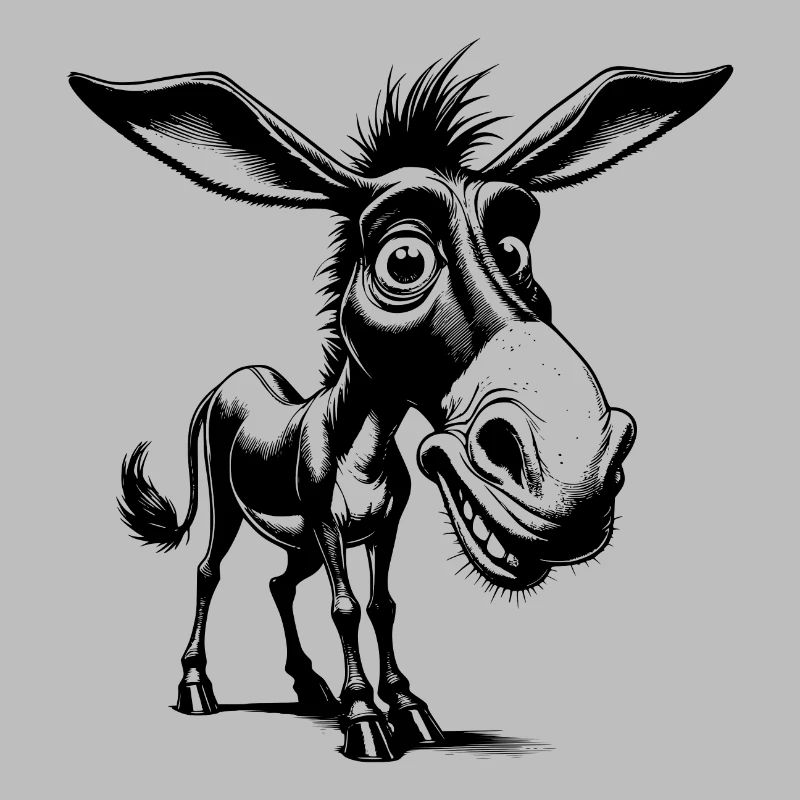 Crazy donkey grinning smiling long-eared