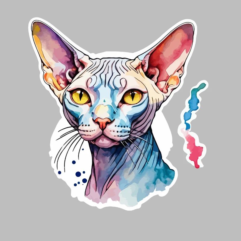 Sphynx Chat Aquarelles