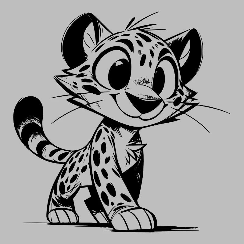 Cute leopard sketch with big eyes