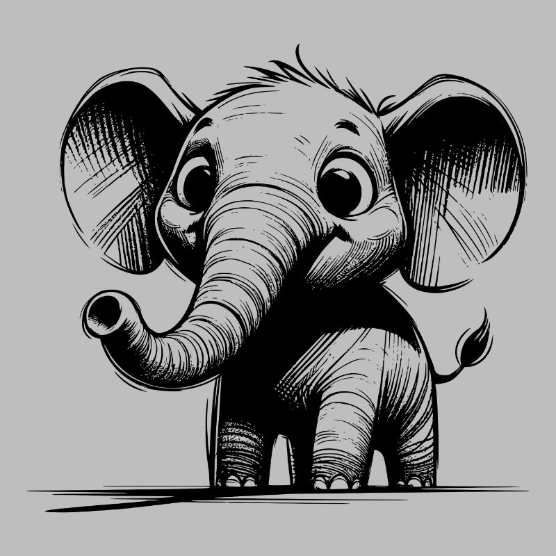 Éléphant d’enfant câlin avec d’énormes oreilles de trompe