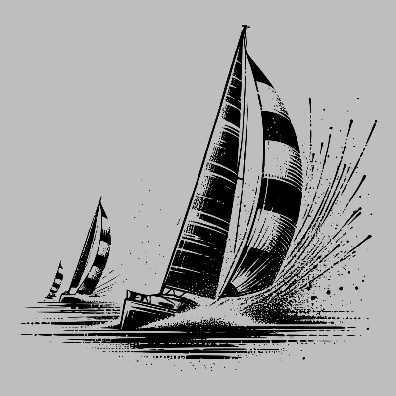 Voiliers de régate dans le vent et les vagues