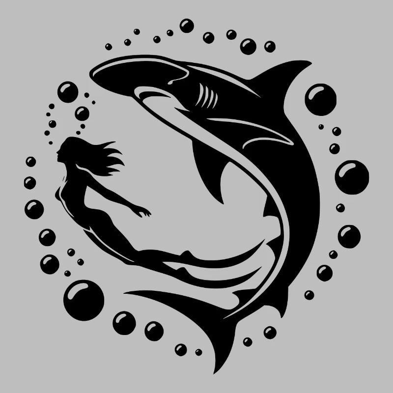 Plongeur et requin marteau