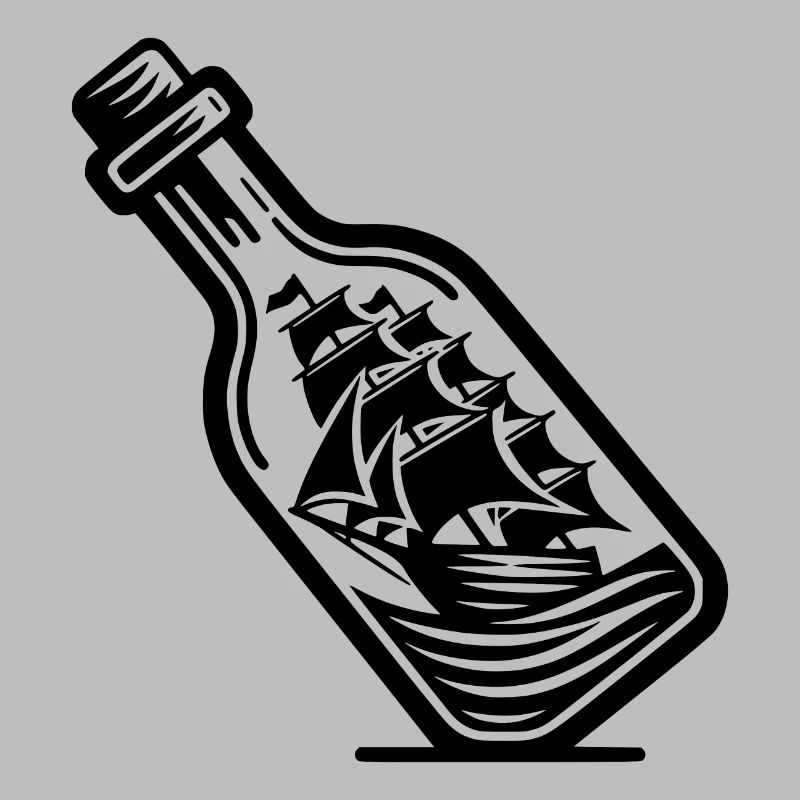 Ship in a bottle Sailing ship with sails