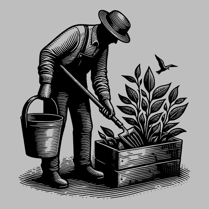 Hobbygärtner bei Gartenarbeit