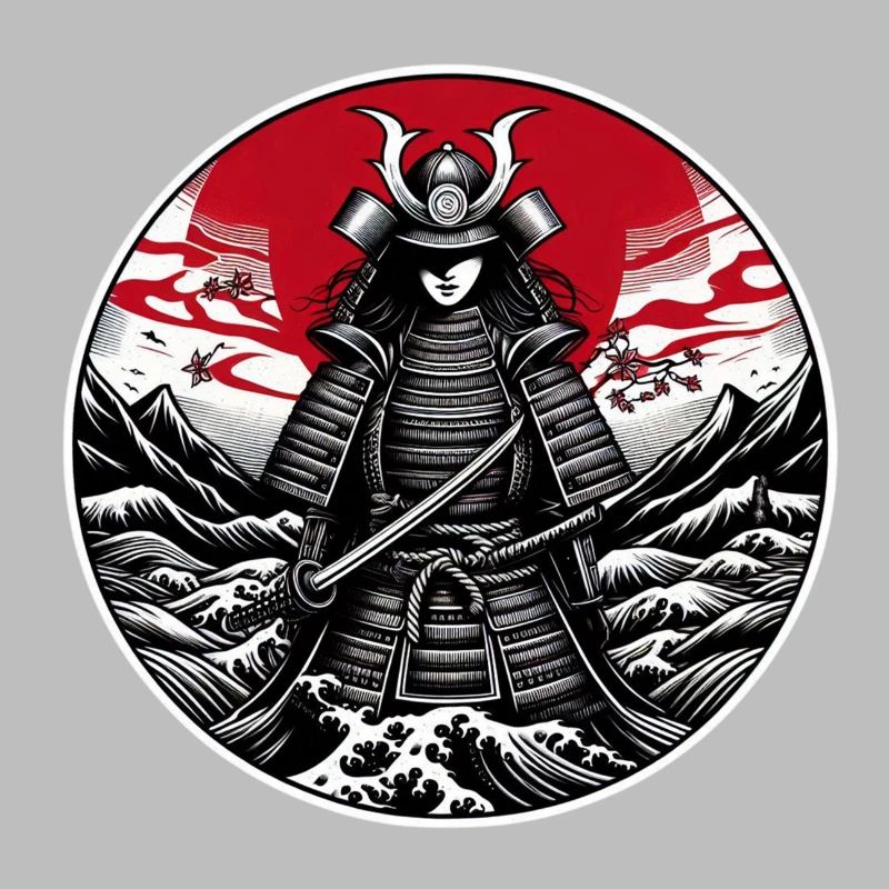 Red Samurai Warrior White