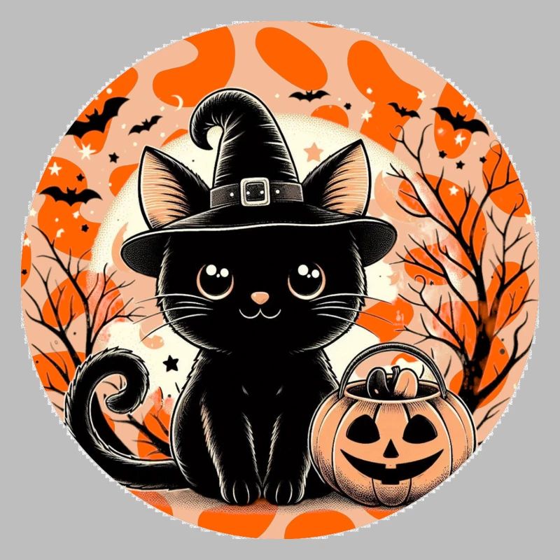 Kitten witch halloween