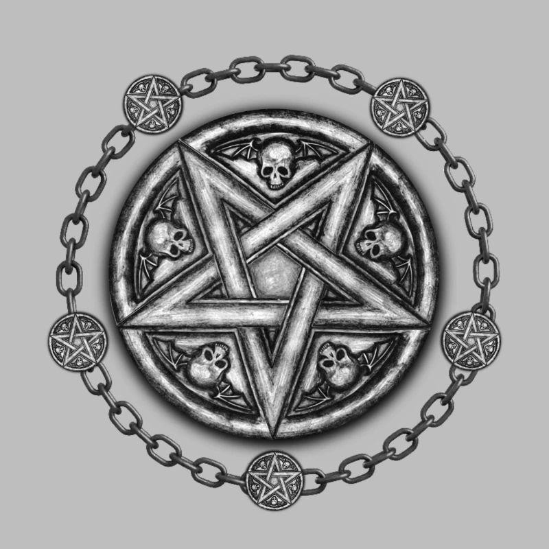 Five Pointed Star Medallion - Skulls & Chains.