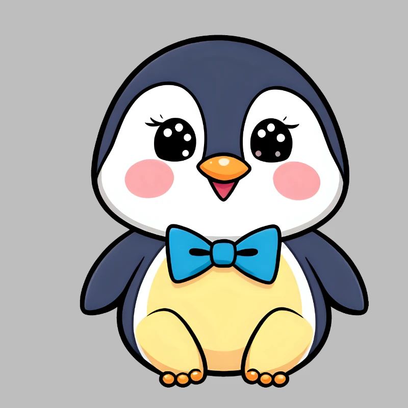 Pingouin joyeux avec nœud papillon bleu