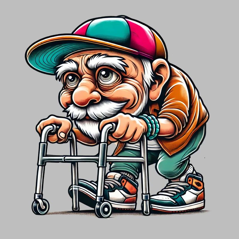 Senior mit Rollator Geburtstagsgeschenk Rentner