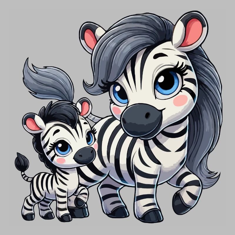 Zebra mother with child