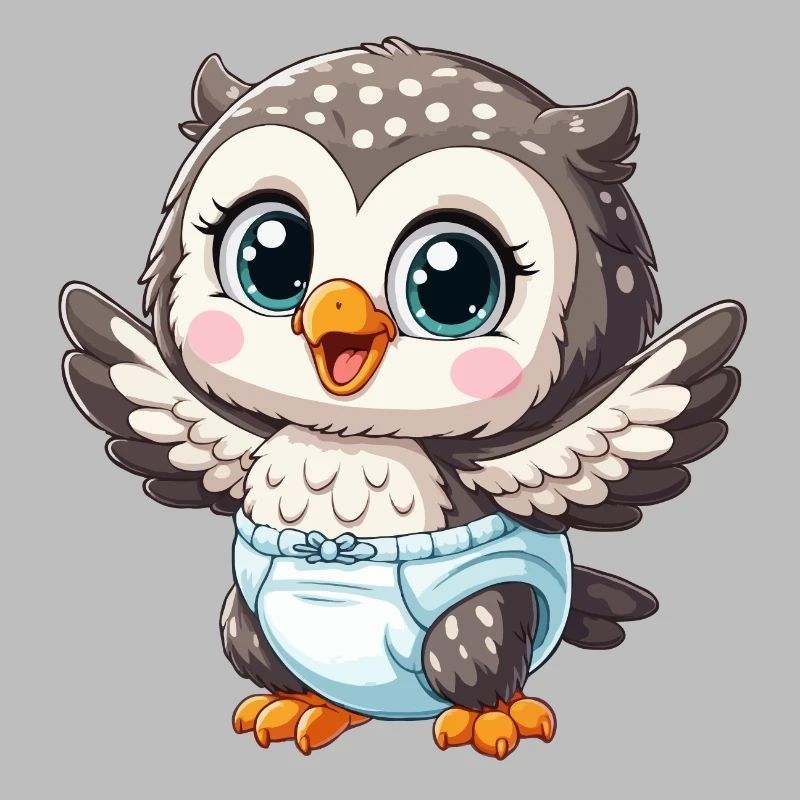 Eule Baby mit Windel