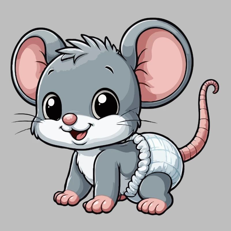 Bébé souris avec couche