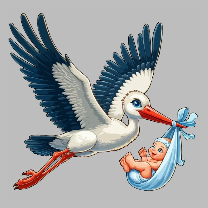 Storch mit Kind