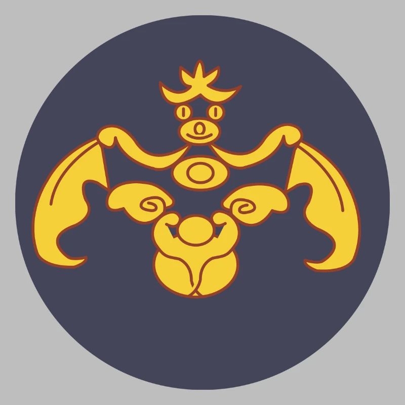 Freundliche Fledermaus oder Drache in Gelb auf dunklem Hintergrund