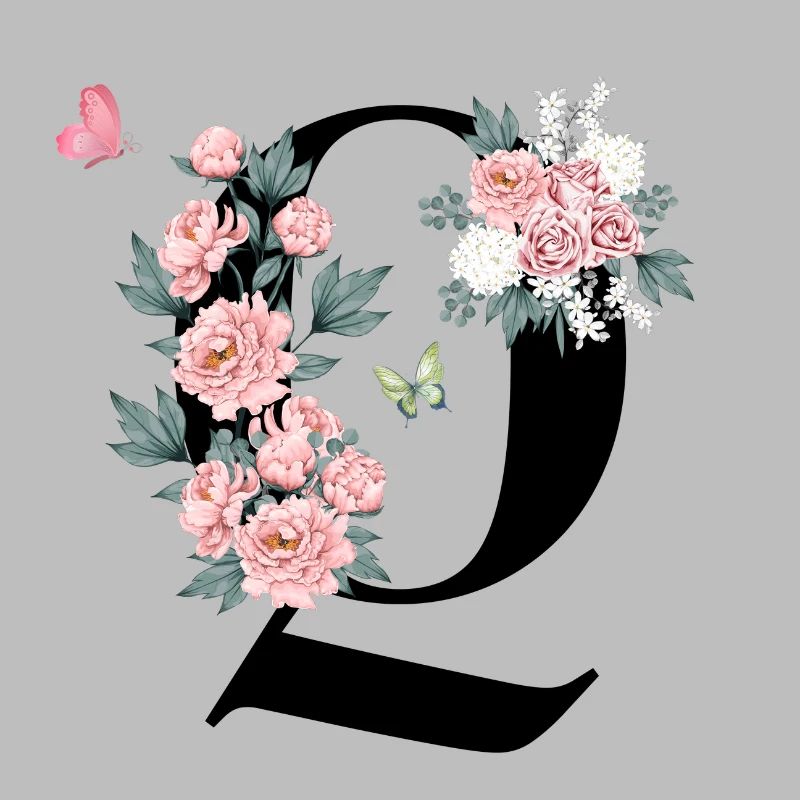 Buchstabe q rosa Blumen