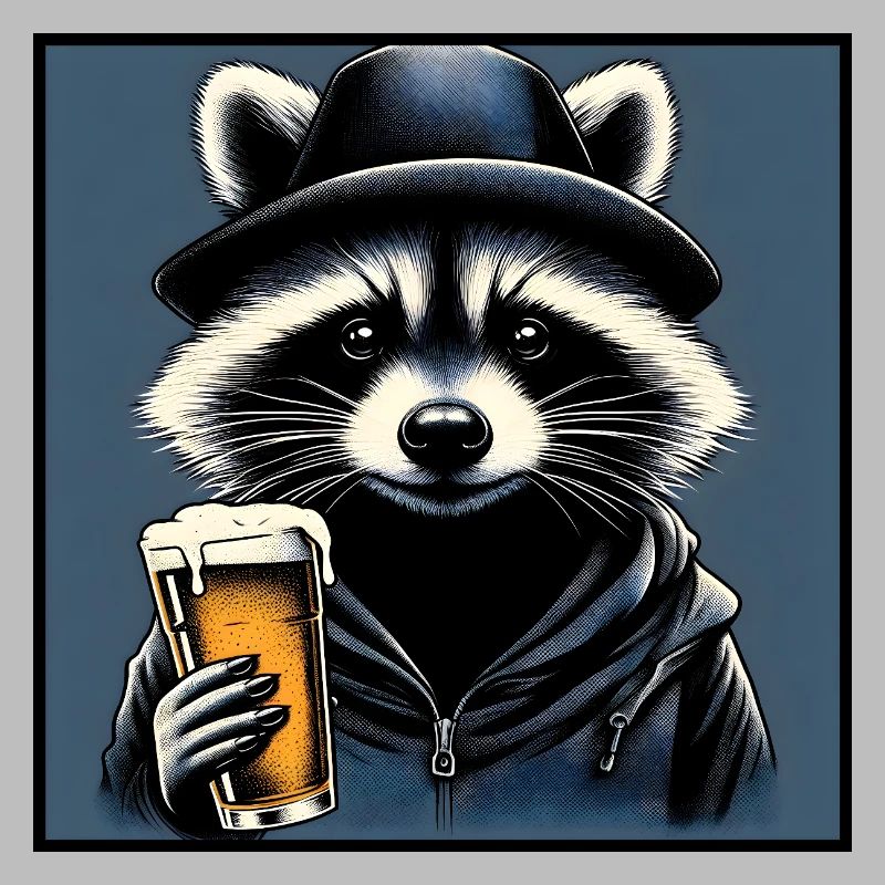 Waschbär mit Bier