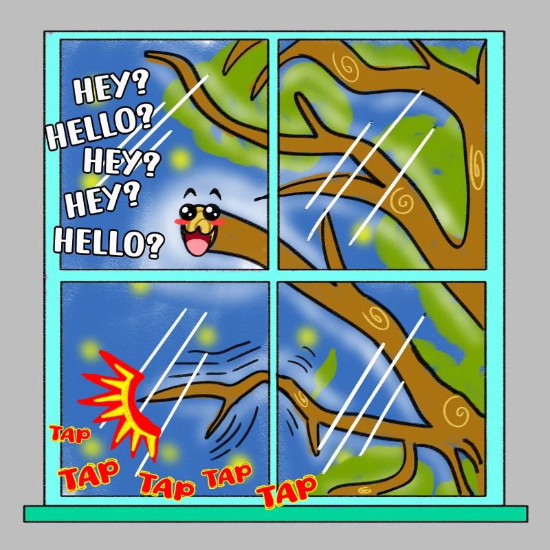 Drôle Kawaii Mignon Branche d’arbre Tapping Art classique