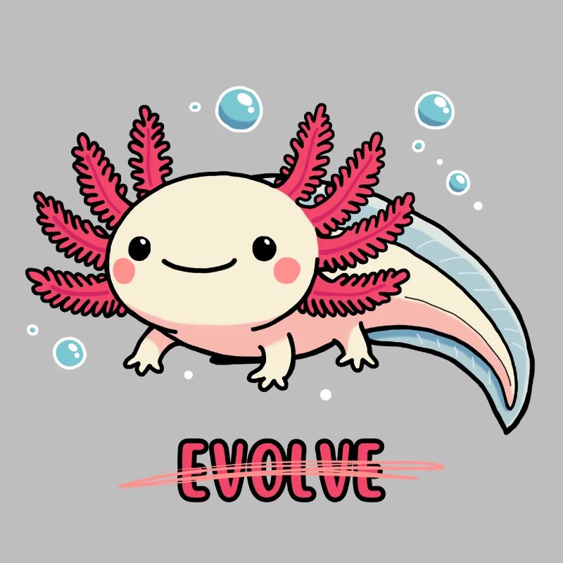 Evolve Axolotl – Cute Motif with Message