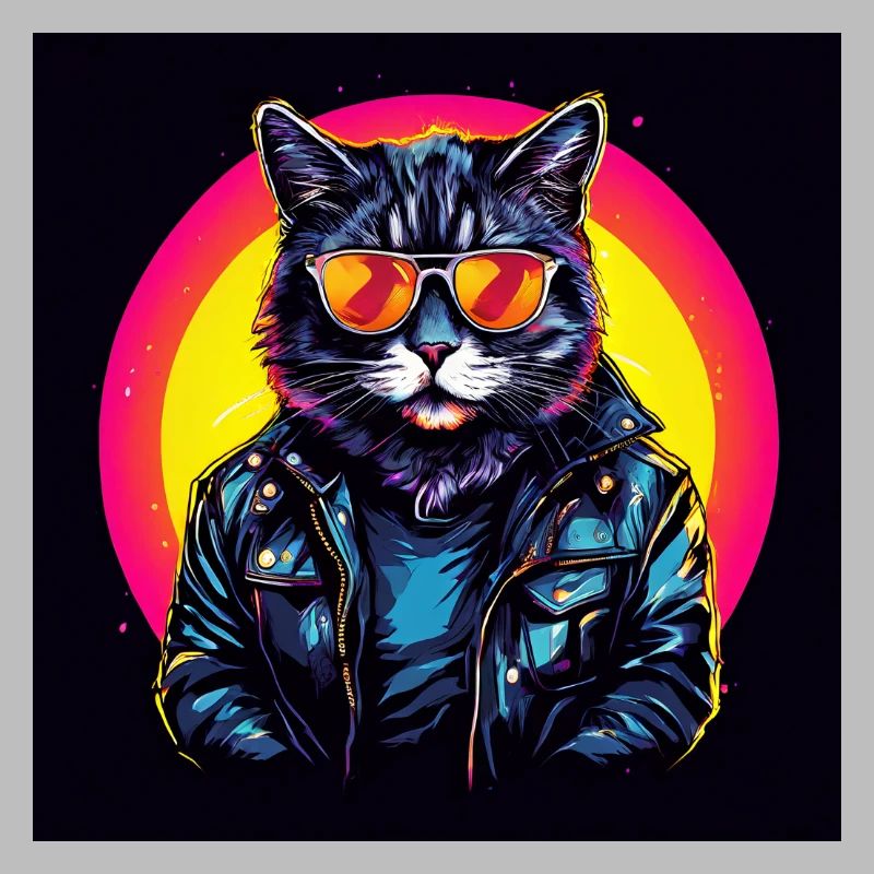 Cool cat wearing sunglasses and a leather jack