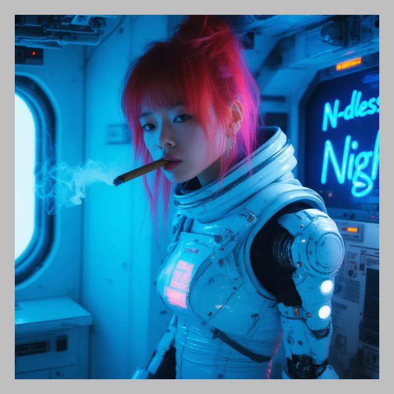 Space Soldier mit einer Zigarre